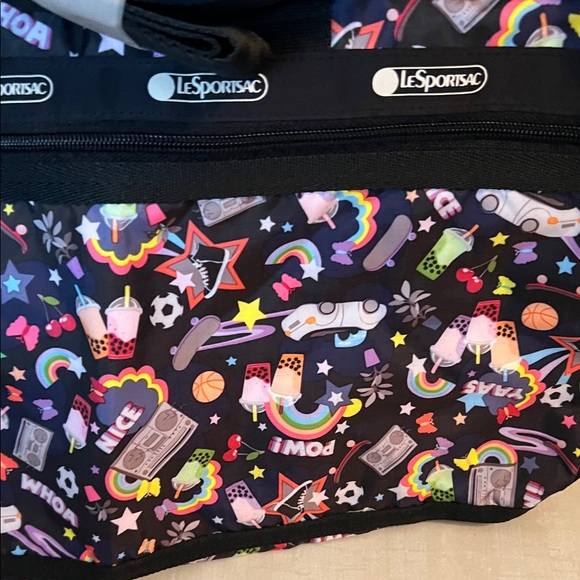 LeSportsac Black and Multicolor Graphic Duffel Bag - Picture 3 of 5